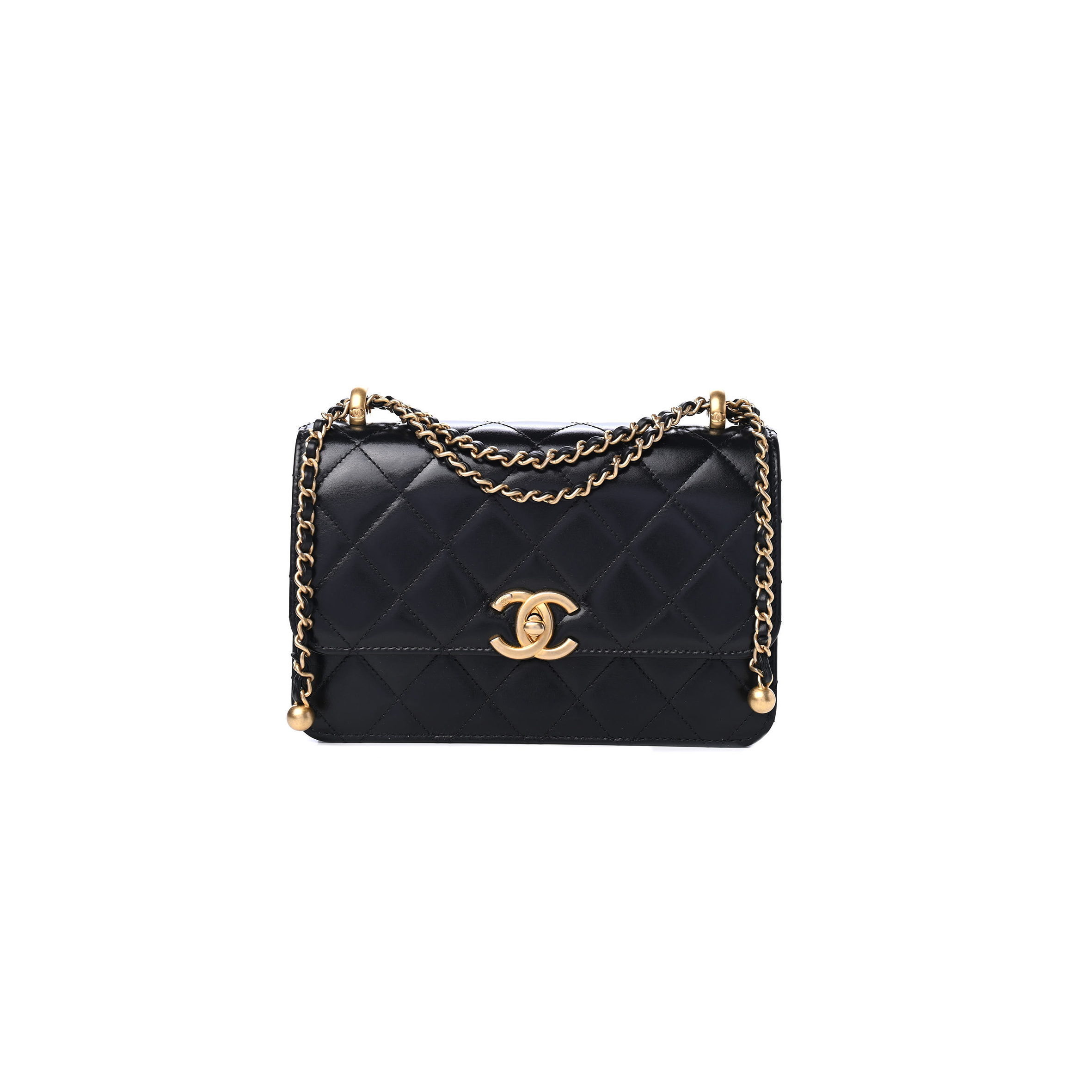 Ch*el master calfskin quilted mini perfect fit flap black (22*14.5*8cm)